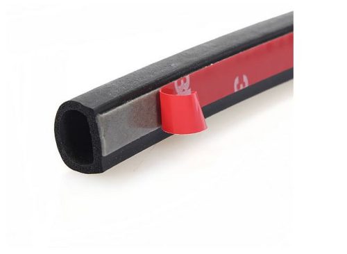 Gépjármű ajtószigetelés D 14x13 mm 4 m utólagos szigetelés idős autókra és más ajtóra fekete tömítőszalag