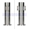 Rozsdamentes kerti konnektor dupla aljzattal, henger alakú 30 cm magas inox elosztó 230V feszültséggel, modern design a kertjébe 