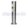 Rozsdamentes kerti konnektor 2 darab dupla aljzattal, henger alakú 40 cm magas inox elosztó 230V feszültséggel, modern design a kertjébe 