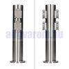 Rozsdamentes kerti konnektor 2 darab dupla aljzattal, henger alakú 40 cm magas inox elosztó 230V feszültséggel, modern design a kertjébe 