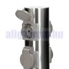 Rozsdamentes kerti konnektor 2 darab dupla aljzattal, henger alakú 40 cm magas inox elosztó 230V feszültséggel, modern design a kertjébe 