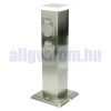 Rozsdamentes kerti konnektor, 4 db aljzat, 40 cm magas inox szögletes alakú elosztó 230V feszültséggel, modern design a kertjébe
