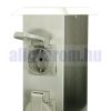 Rozsdamentes kerti konnektor, 4 db aljzat, 40 cm magas inox szögletes alakú elosztó 230V feszültséggel, modern design a kertjébe