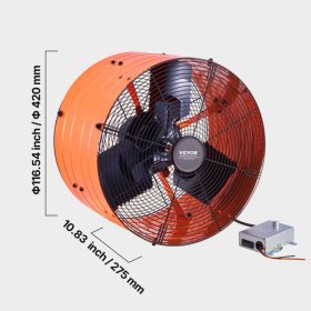   Ipari teljesítményű tetőtéri elszívó ventilátor 2940 CFM légszállítással – állítható termosztáttal, 420 x 275 mm-es méretben, korrózióálló acélház,