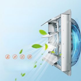   Ipari fali elszívó ventilátor 1506 CFM légszállítással – 406 mm átmérő, teljesen fémből, 105 W-os AC motorral, automata lamellazárással