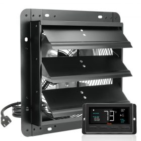   Fali elszívó ventilátor távirányítóval – 904 CFM teljesítmény, 305 mm lapátátmérő, energiatakarékos EC motor, fémházas kivitel, automatikus lamellazárás