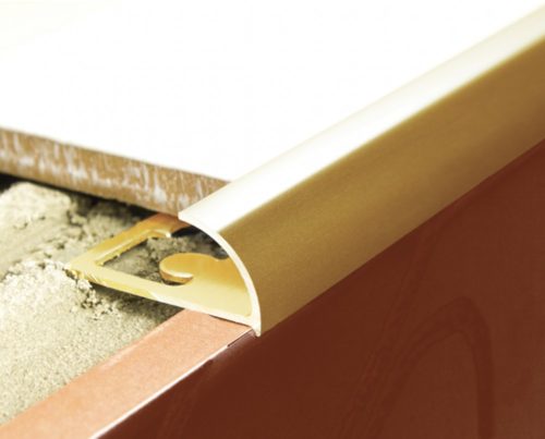 AV 8 mm Domború arany matt alumínium csempe élvédő csempeszegély negyed köríves 8x2700 mm