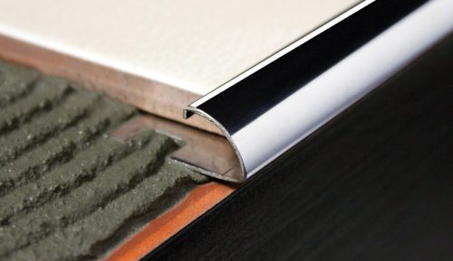 AV 6 mm Domború rozsdamentes csempe élvédő inox gömbölyű C profil fém saválló acél negyedköríves 6x2700 mm