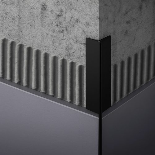 OX Rejtett keskeny csempeszegély 45° fekete 8mm vékony Mozaik élvédő 8x2700