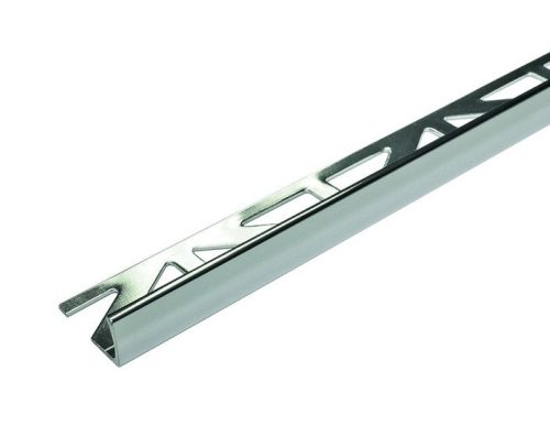 OX  Vékony csempeszegély L profil 10x2500 inox hatású polírozott ezüst élvédő 