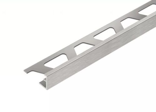 OX 12 mm L alakú alumínium csempeszegély szálcsiszolt ezüst színű élvédő rozsdamentes hatással 12x2500 mm-es profil