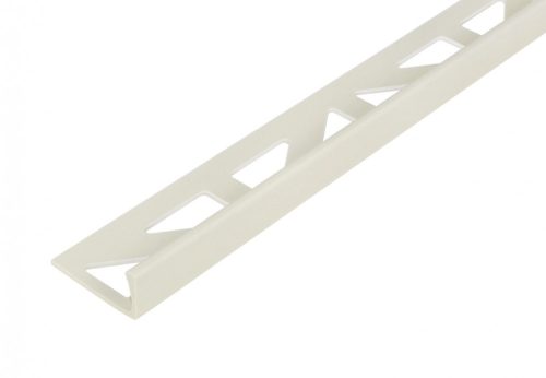 OX 12 mm L alakú alumínium csempeszegély porszórt jázmin törtfehér színű élvédő 12x2500 mm