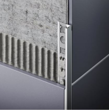 OX 8 mm L alakú vékony PVC csempe élvédő szürke, élzáró profil válaszható méretben 8x2500 mm