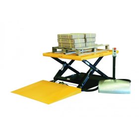   Ollós emelőasztal lift 400V elektromos kivitel 1000 kg 85-760 mm hidraulikus emelőlap felhajtó rámpával, fixen telepíthető kivitel