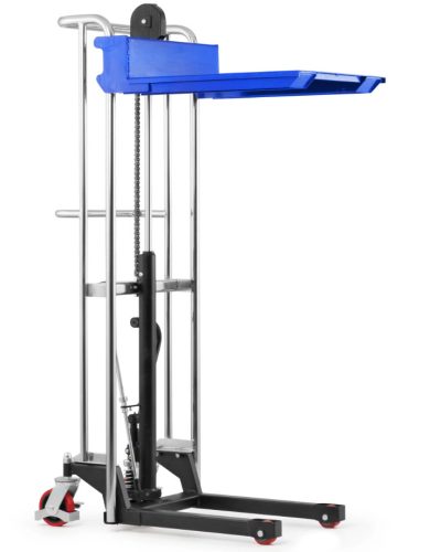 Hidraulikus kézi magasemelő 400 kg 1500 mm felhajtható emelőlappal és villával, emelőasztal, manipulációs targonca 