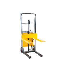   Elektromos hidraulikus kézi magasemelő 400 kg teherbírással 1200 mm felhajtható emelőlappal és villával, emelőasztal elektromos emelés, kézi mozgatás