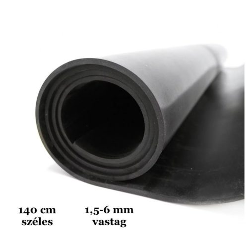 EPDM 1,5-6x1400 mm Sima gumilemez 1,5-6 mm közötti vastagság 1400 mm széles gumitekercs fekete 10 m tekercs, méterenkénti ár! 