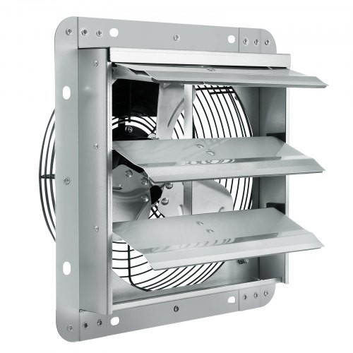 Fémházas ipari falra szerelhető elszívó ventilátor – 262 mm átmérő, 1250 m³/h légszállítás, 27 W, automatikus zárólamellák, halk működés