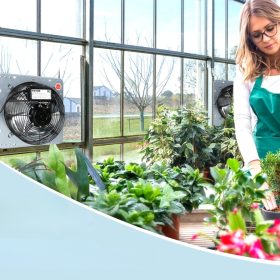   Fémházas ipari falra szerelhető elszívó ventilátor – 254 mm átmérő, 1250 m³/h légszállítás, 27 W, automatikus zárólamellák, halk működés