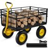 Extra nagy teherbírású kerti szállítókocsi – 635 kg kapacitás, 112 x 75 cm-es acél rakfelület, 38 cm-es gumikerékkel, lehajtható oldalfallal és 2 az 1-ben markolattal kültéri munkákhoz
