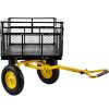 Extra nagy teherbírású kerti szállítókocsi – 635 kg kapacitás, 112 x 75 cm-es acél rakfelület, 38 cm-es gumikerékkel, lehajtható oldalfallal és 2 az 1-ben markolattal kültéri munkákhoz