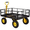 Nagy teherbírású acélvázas kerti szállítókocsi 112 x 75 cm-es rakfelülettel – 544 kg kapacitás, 33 cm átmérőjű gumikkal, 2 az 1-ben platós és rácsos kialakítás, vontatható markolattal