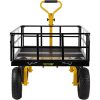 Nagy teherbírású acélvázas kerti szállítókocsi 112 x 75 cm-es rakfelülettel – 544 kg kapacitás, 33 cm átmérőjű gumikkal, 2 az 1-ben platós és rácsos kialakítás, vontatható markolattal