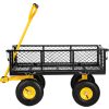 Nagy teherbírású acélvázas kerti szállítókocsi – 408 kg kapacitású összecsukható kézikocsi, 96 x 51 cm-es rácsos platóval, 25 cm-es levegővel töltött gumikerékkel, lecsatolható oldalfallal, 2 méteres húzókötéllel