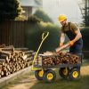 226 kg teherbírású acél kerti szállítókocsi – 2 az 1-ben kialakítású, 86 x 45 cm-es platóval, lehajtható oldalfalakkal sárga-fekete színben