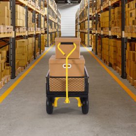   Nagy teherbírású acél kerti szállítókocsi – 408 kg kapacitás, 965 x 560 x 535 mm-es kialakítás, 25,5 cm gumikkal, platós vagy rácsos üzemmóddal, kültéri kézikocsi kerti munkákhoz