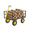 Extra nagy teherbírású acél kerti kézikocsi - 635 kg kapacitás, 3 az 1-ben átalakítható kivitel, 116,8 x 76 cm-es rakfelület, 43 cm magas oldalfalakkal, 180°-ban forgatható fogantyúval