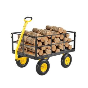   Extra nagy teherbírású acél kerti kézikocsi - 635 kg kapacitás, 3 az 1-ben átalakítható kivitel, 116,8 x 76 cm-es rakfelület, 43 cm magas oldalfalakkal, 180°-ban forgatható fogantyúval