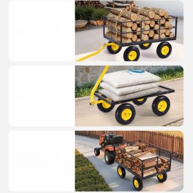   Extra nagy teherbírású acél kerti kézikocsi - 635 kg kapacitás, 3 az 1-ben átalakítható kivitel, 116,8 x 76 cm-es rakfelület, 43 cm magas oldalfalakkal, 180°-ban forgatható fogantyúval