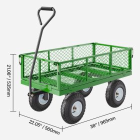   Extra erős acélvázas kerti kézikocsi 408 kg teherbírással – 2 az 1-ben platós szállítókocsi, 96 x 51 cm rakfelülettel, zöld-fekete kivitel