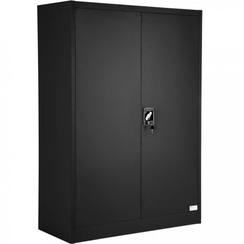 Fémszekrény iratszekrény aktaszekrény 4 polc 40kg/polc teherbírás 140x90x40 fekete acélszekrény