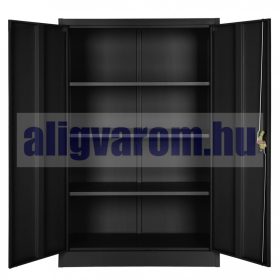   Fémszekrény iratszekrény aktaszekrény 4 polc 40kg/polc teherbírás 140x90x40 fekete acélszekrény