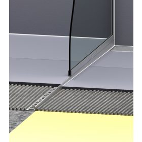   OX 10x1500 Épített zuhanykabin eloxált ezüst oldalszegély Jobb oldali ferde ék alakú profil 150 cm 2% lejtés 