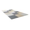 EVA habszivacs padlóburkolat 16 darab puzzle játékszőnyeg 31,5x31,5 cm bézs-szürke mintás 1 cm vastagságú puha borítás