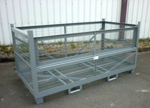 Dupla széles gitterbox Rácsos tároló konténer lehajtható oldalfal 224x112x111 Méret belül 221x109x930 mm 1500 kg