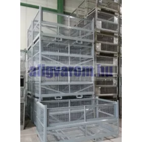   Dupla széles gitterbox Rácsos tároló konténer lehajtható oldalfal 224x112x111 Méret belül 221x109x930 mm 1500 kg