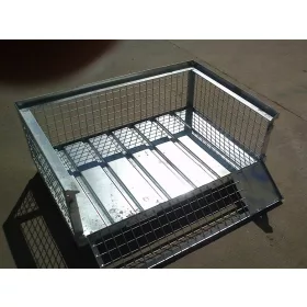   Alacsony tüzihorganyzott gitterbox Rácsos tároló konténer lehajtható oldalfa 1240x835x500 mm EUR raklap méret belül 1200x800x340 mm 1000 kg GiBo
