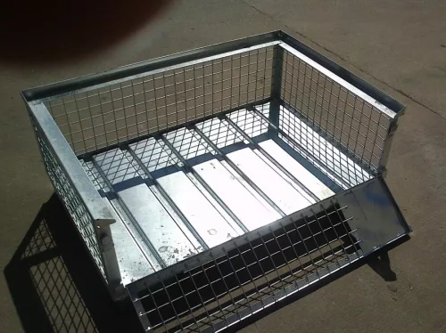Alacsony tüzihorganyzott gitterbox Rácsos tároló konténer lehajtható oldalfa 1240x835x500 mm EUR raklap méret belül 1200x800x340 mm 1000 kg GiBo