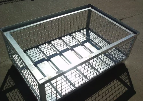 Alacsony gitterbox Rácsos tároló konténer horganyzott 1240x835x500 EUR raklap méret belül 1200x800x340 mm 1000 kg GiBo