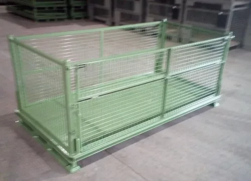 Dupla összecsukható gitterbox Széles rácsos tároló konténer belül 2300x1100x 800 mm lehajtható oldalfallal, 2400x1200x1000 mm GiBo