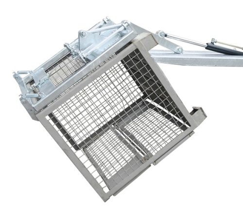 Gitterbox ürítő targonca adapter - GiBo kiöntő - huzalos ürítés, gázrugós csillapítás - DIN 15155 rácsos konténer számára