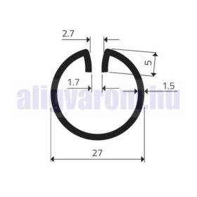   Lemez rács keretező kerek gömb profil ø27 mm 1,7 mm vastag lemezhez kezeletlen acél lemez keret 3000 mm