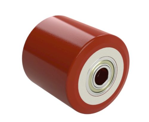 Ø 82x100 mm görgő raklapemelő, raklapmozgató béka uretán poliurethan bevonat, poliamid maggal.  Átmérő: 82 mm  Szélessége: 100 mm  Tengely: 20 mm