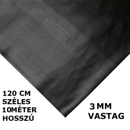 SBR 10 méter 3x1200 mm Bordás gumiszőnyeg sűrűn csíkozott 120 cm széles 10 méter hosszú 3 mm vastag tekercs gumi védőborítás