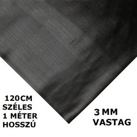 Bordás gumiszőnyeg sűrűn csíkozott 120 cm széles 3 mm vastag méterenként rendelhető tekercs