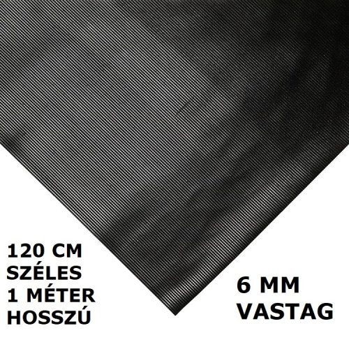 SBR 6x1200 mm Bordás gumiszőnyeg 120 cm széles 6 mm vastag méterenként rendelhető tekercs gumi védőborítás